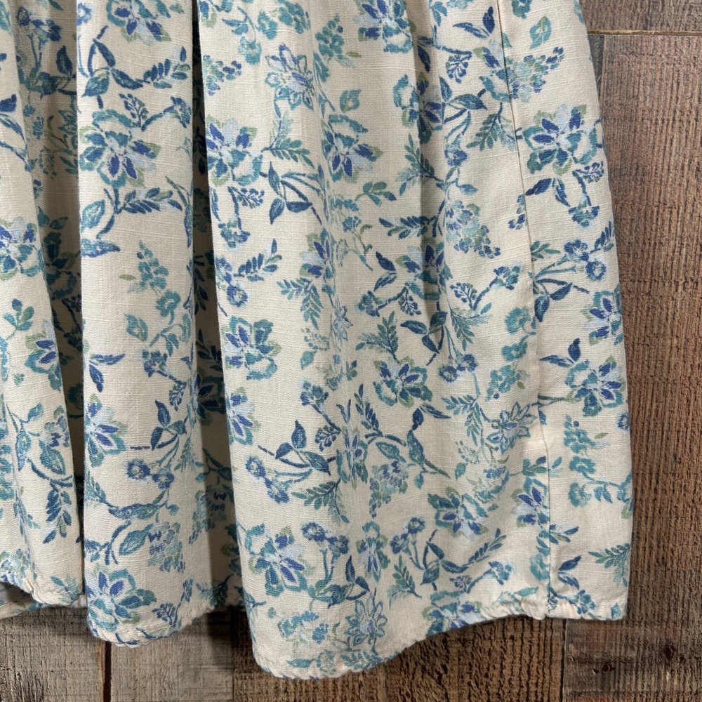 Lucky Brand Floral Midi Dress Blue Cottagecore Boho Pockets Medium - Picture 2 of 8